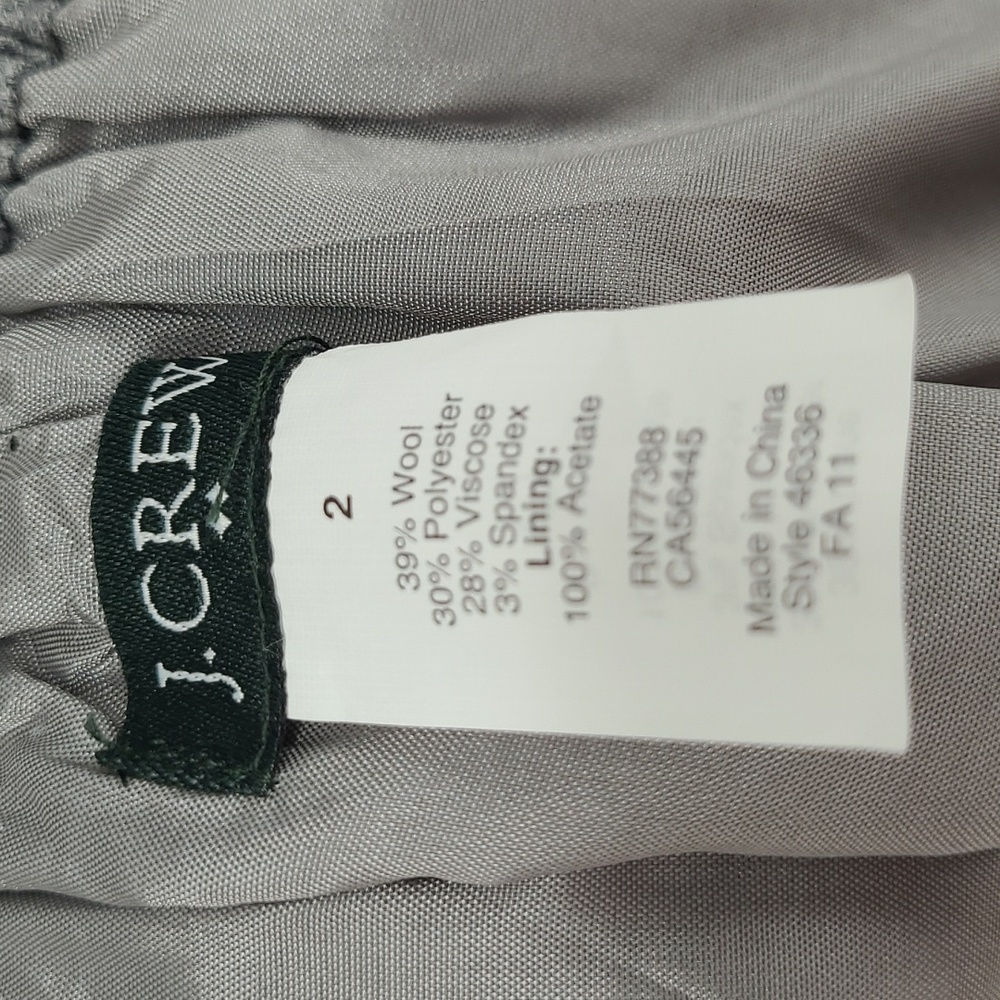 J.Crew Grey Wool Blend Paperbag Waist Mini Skirt Smocked Pockets Size 2 - Picture 7 of 8